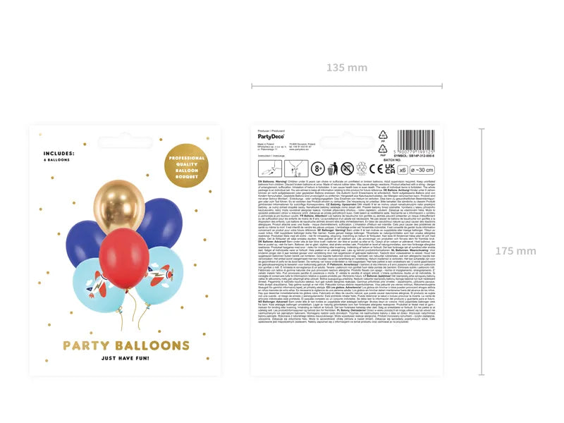 Strong Balloons 30 cm, Plane, Pastel Light Blue(6 pack ) - Anilas UK