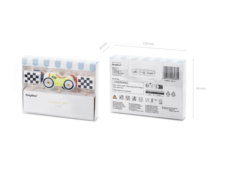 Birthday candles Racing Cars, 2-3 cm - 5 pieces - Anilas UK