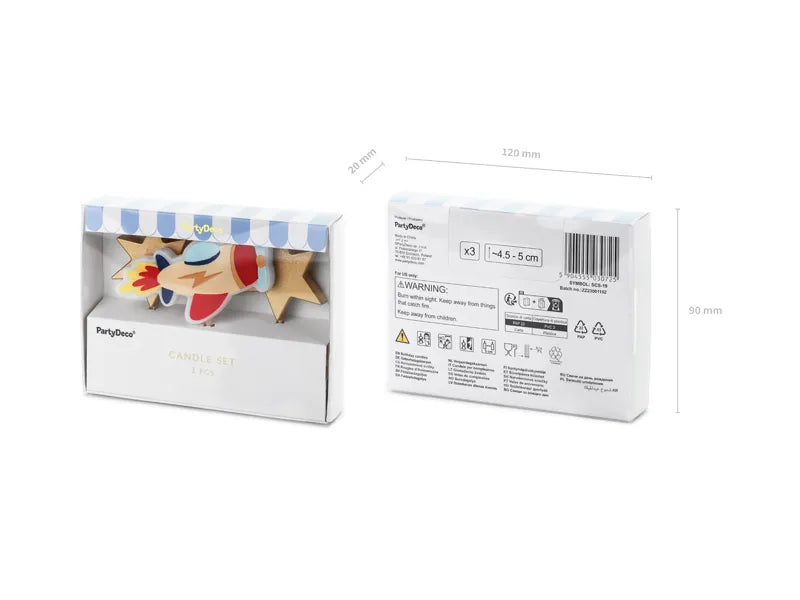 Birthday candles Airplane, 4.5-5 cm - 3 pieces - Anilas UK
