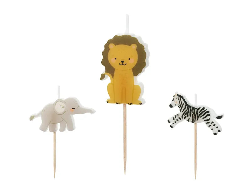 Safari Characters Birthday Cake Candles (3 pieces) - Anilas UK