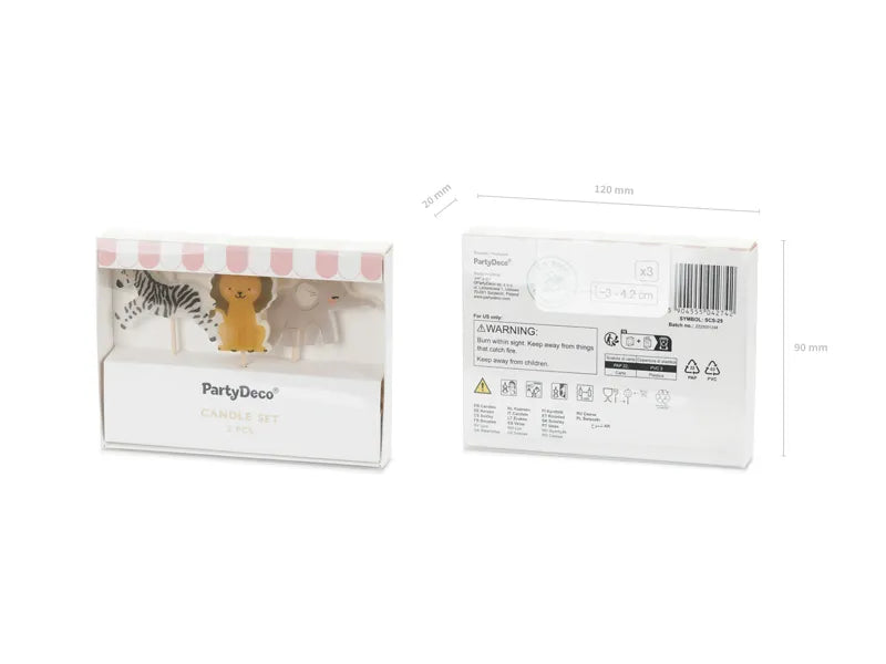 Safari Characters Birthday Cake Candles (3 pieces) - Anilas UK