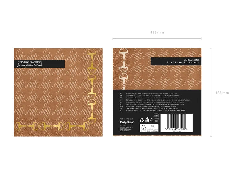Horse Stirrups Paper Napkins, 33 x 33 cm (pack of 12)