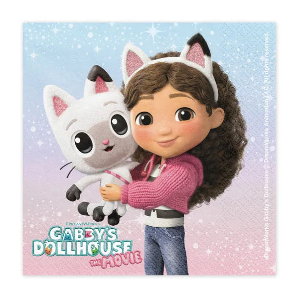 Gabby's Dollhouse the Movie Paper Napkins, 33 x 33 cm (pack of 20) - Anilas UK