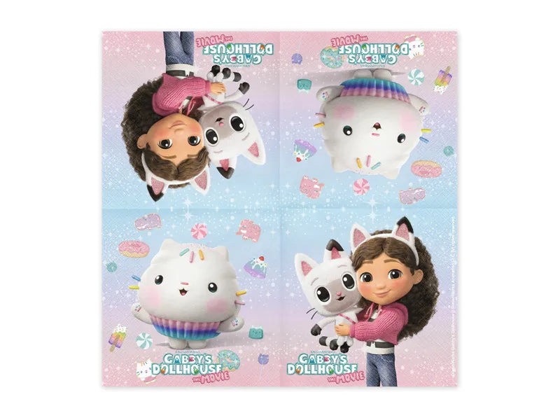 Gabby's Dollhouse the Movie Paper Napkins, 33 x 33 cm (pack of 20) - Anilas UK