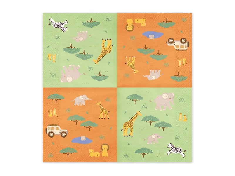 Safari Paper Napkins, 33 x 33 cm (pack of 12) - Anilas UK