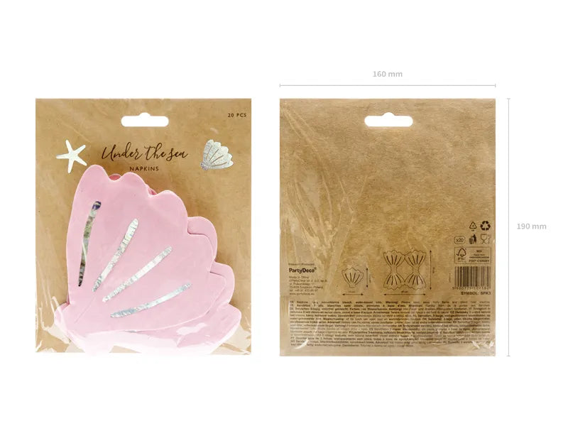 Narwhal - Seashell Paper Napkins, 13 x 12.5 cm (pack of 20) - Anilas UK