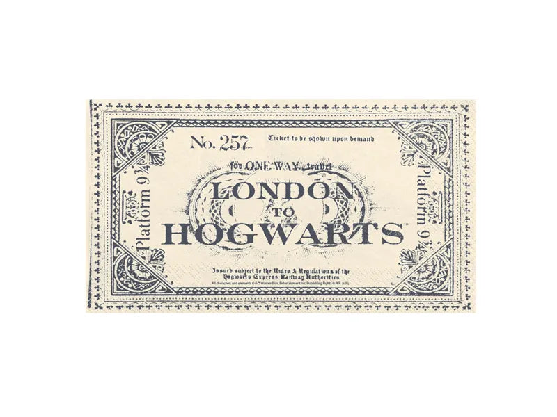 Harry Potter Hogwarts Express Train Ticket Napkins, 33 x 40 cm (pack of 20)