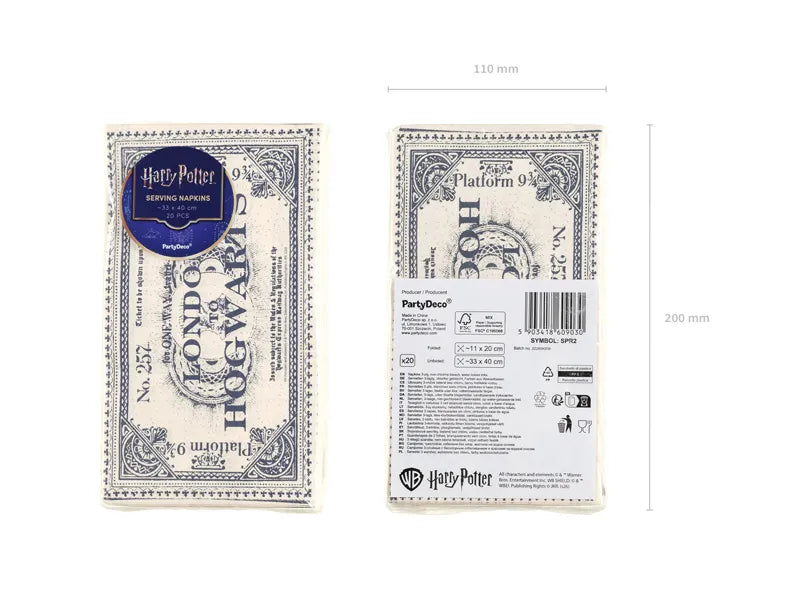 Harry Potter Hogwarts Express Train Ticket Napkins, 33 x 40 cm (pack of 20)