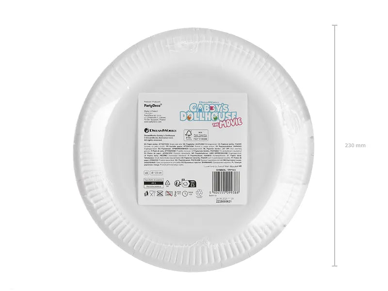 Gabby's Dollhouse the Movie Paper Plates 23 cm (Pack of 6) - Anilas UK