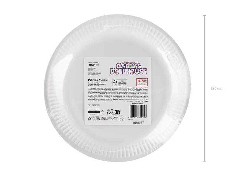 Gabby's Dollhouse Paper Plates 23 cm (Pack of 6) - Anilas UK