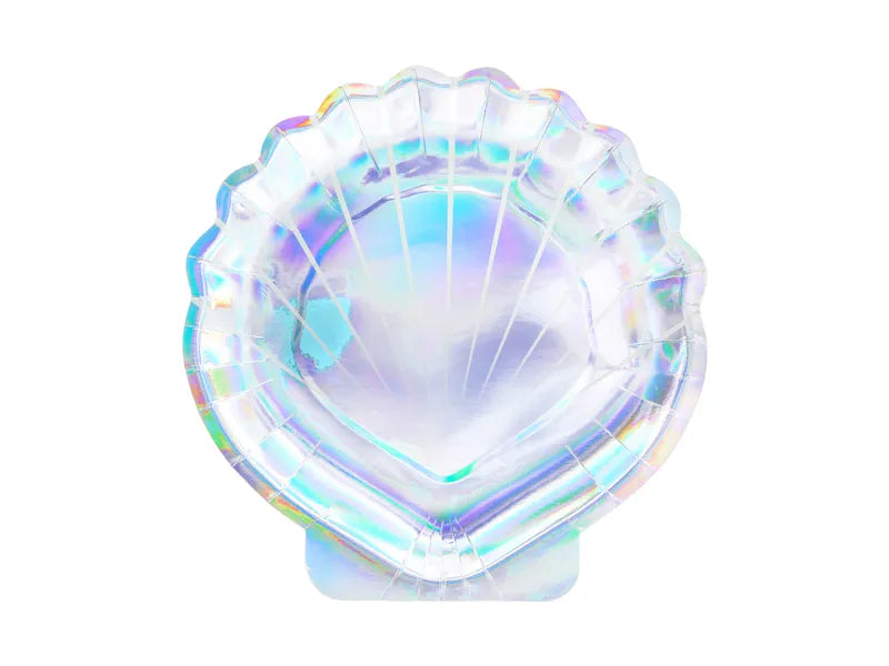 Mermaid - Seashell, Iridescent Paper Plates 18.5 cm (Pack of 6) - Anilas UK
