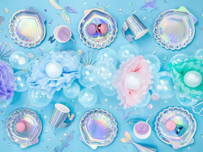 Mermaid - Seashell, Iridescent Paper Plates 18.5 cm (Pack of 6) - Anilas UK