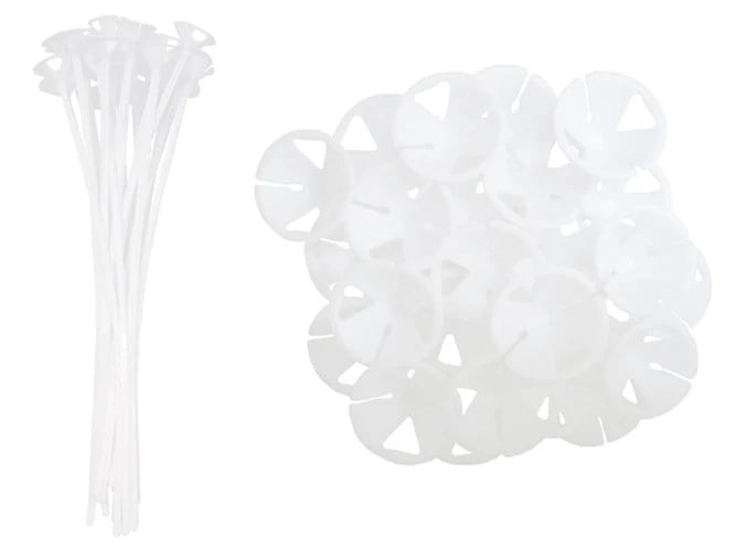 White Plastic Reusable Balloon Holder Stick  with Cup, 37.5 cm