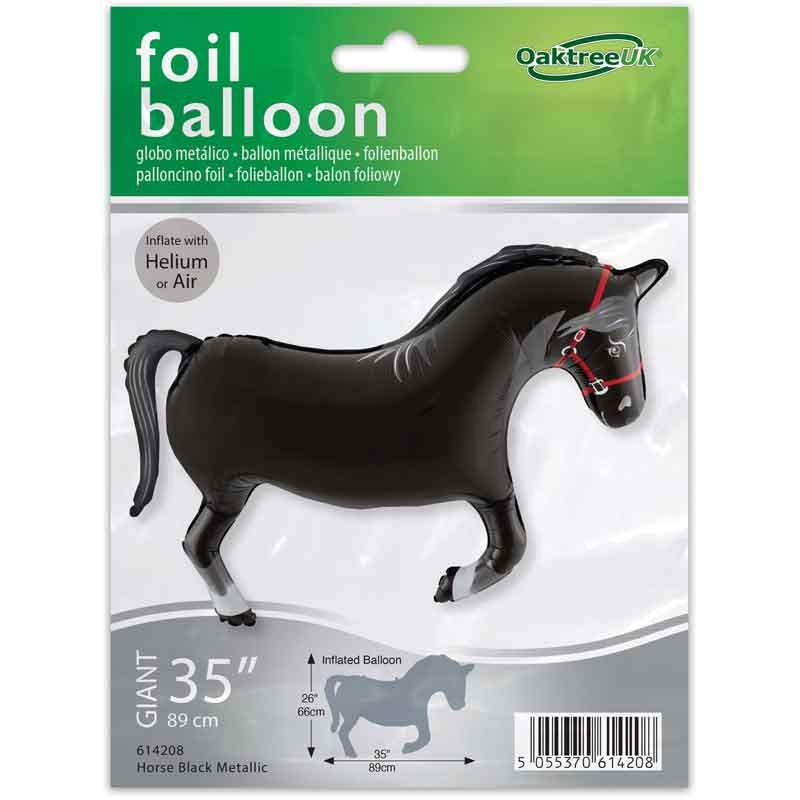 Black Horse Shaped Foil Balloon Close-Up View