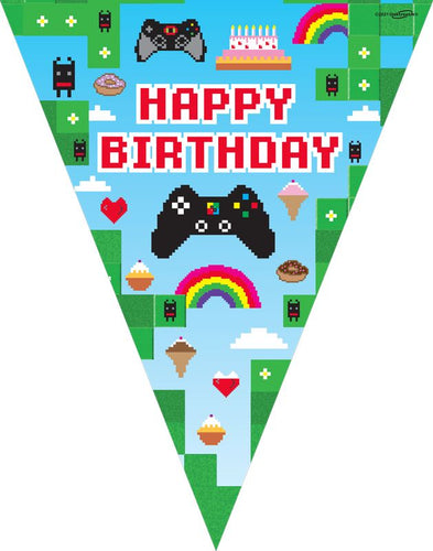 Blox Game Holographic Birthday Bunting, 3.9 m for children’s parties