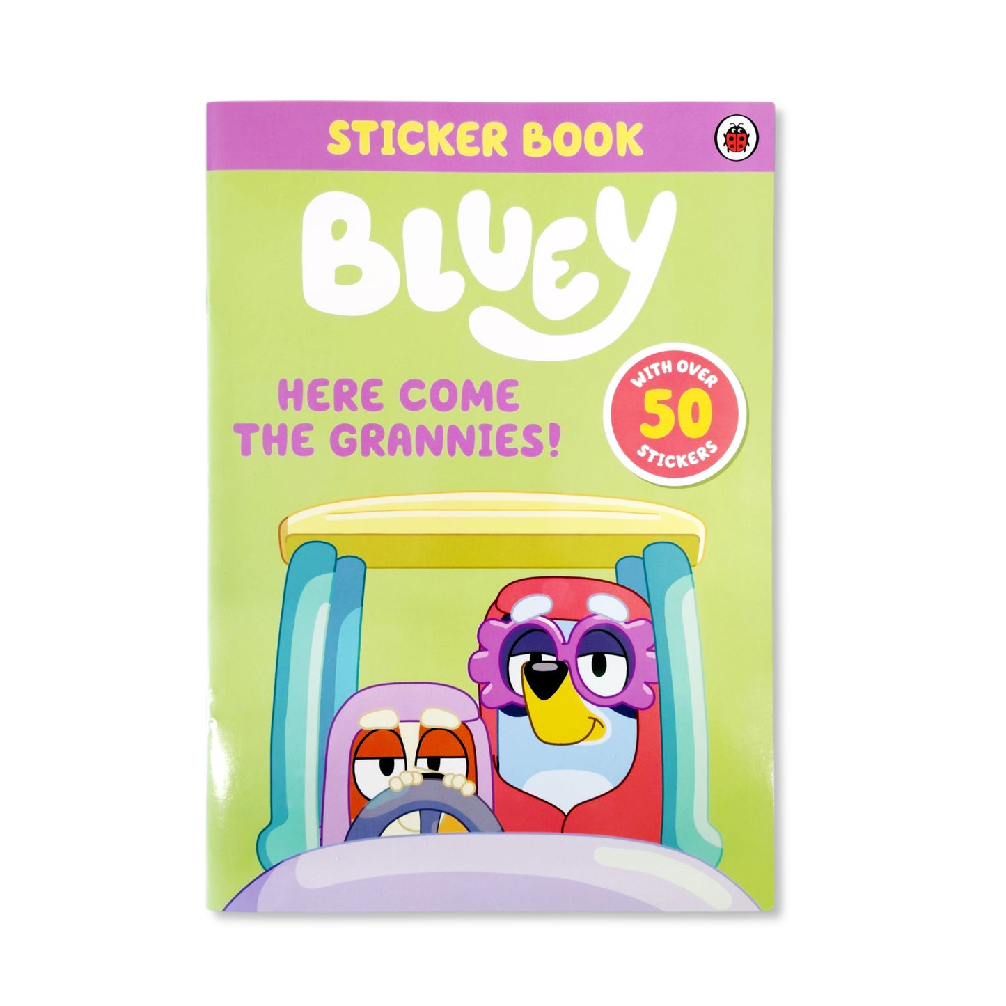Bluey Here Come The Grannies Sticker Book cover with family visit designs