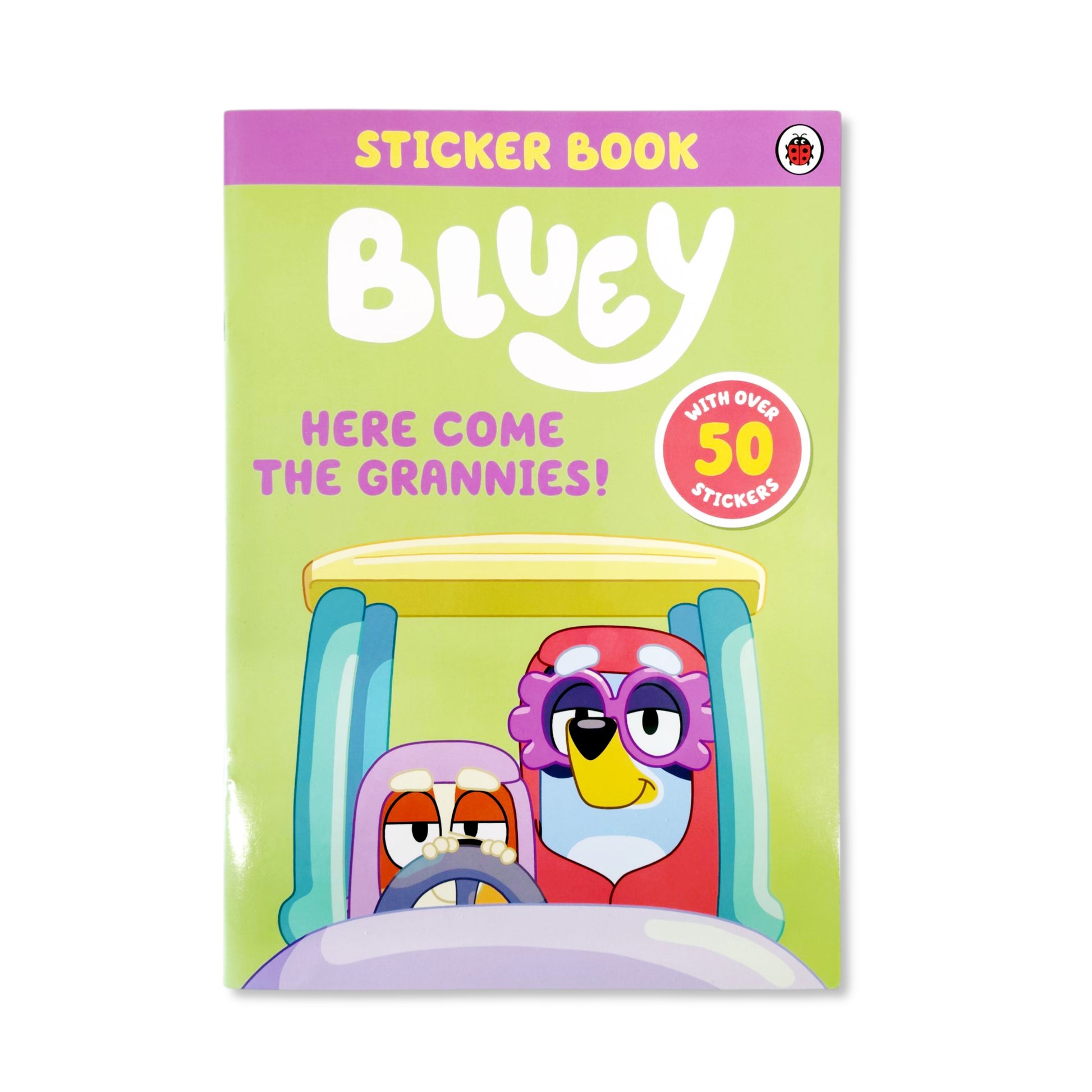 Bluey Here Come The Grannies Sticker Book cover with family visit designs