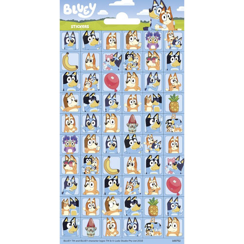 Bluey Mini Sticker Sheet 102 x 200mm with 60 Bluey stickers