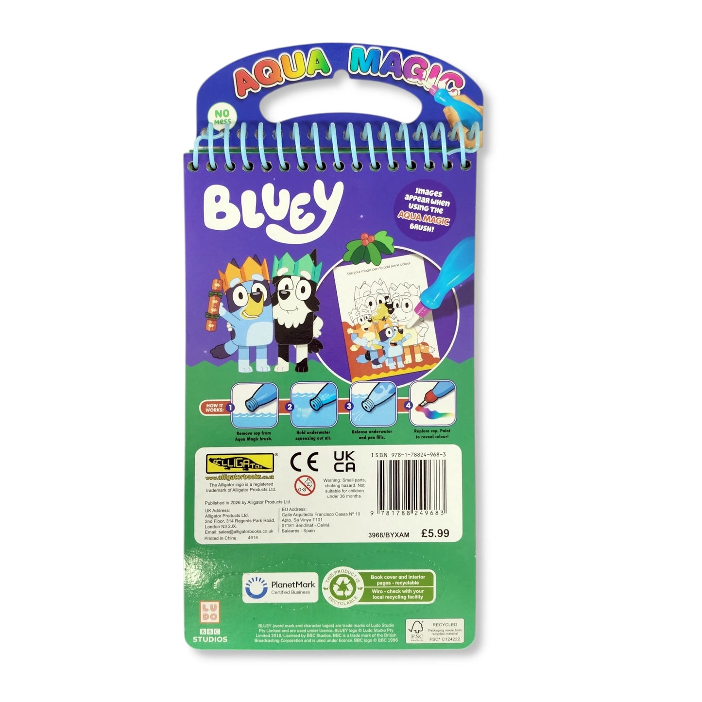 Bluey Christmas Aqua Magic Colouring Book