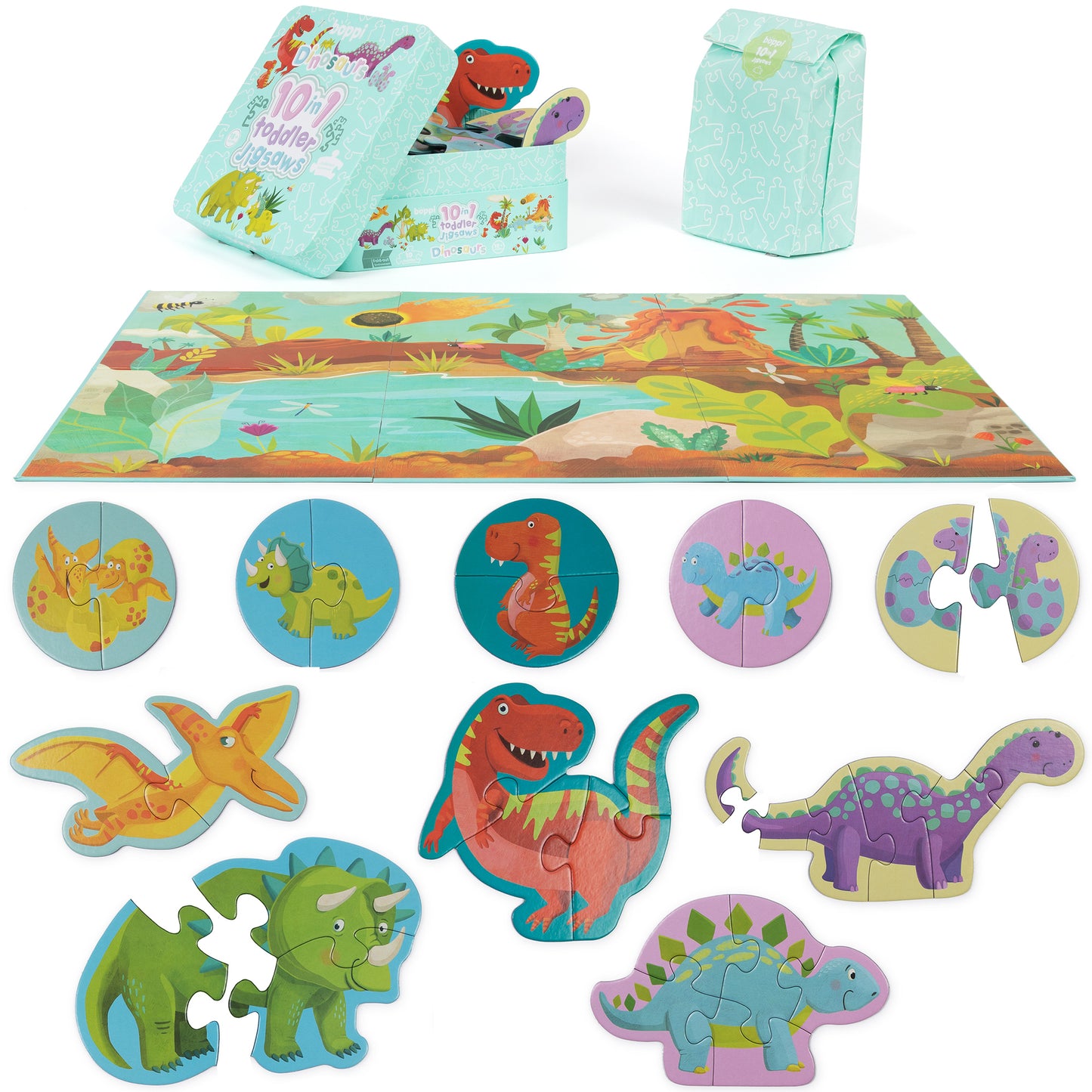 Dinosaur 10 in 1 Toddler Jigsaw Puzzle - Anilas UK