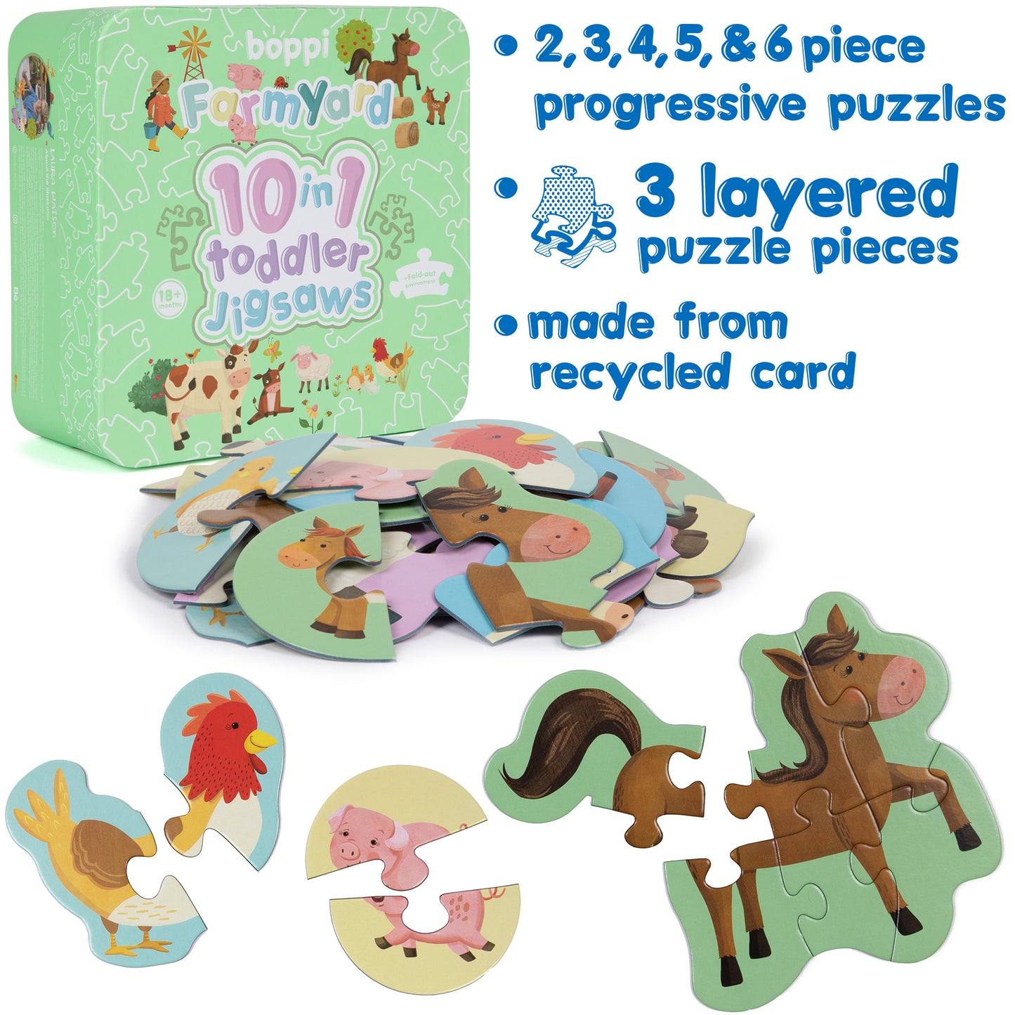 Farmyard 10 in 1 Toddler Jigsaw Puzzle - Anilas UK
