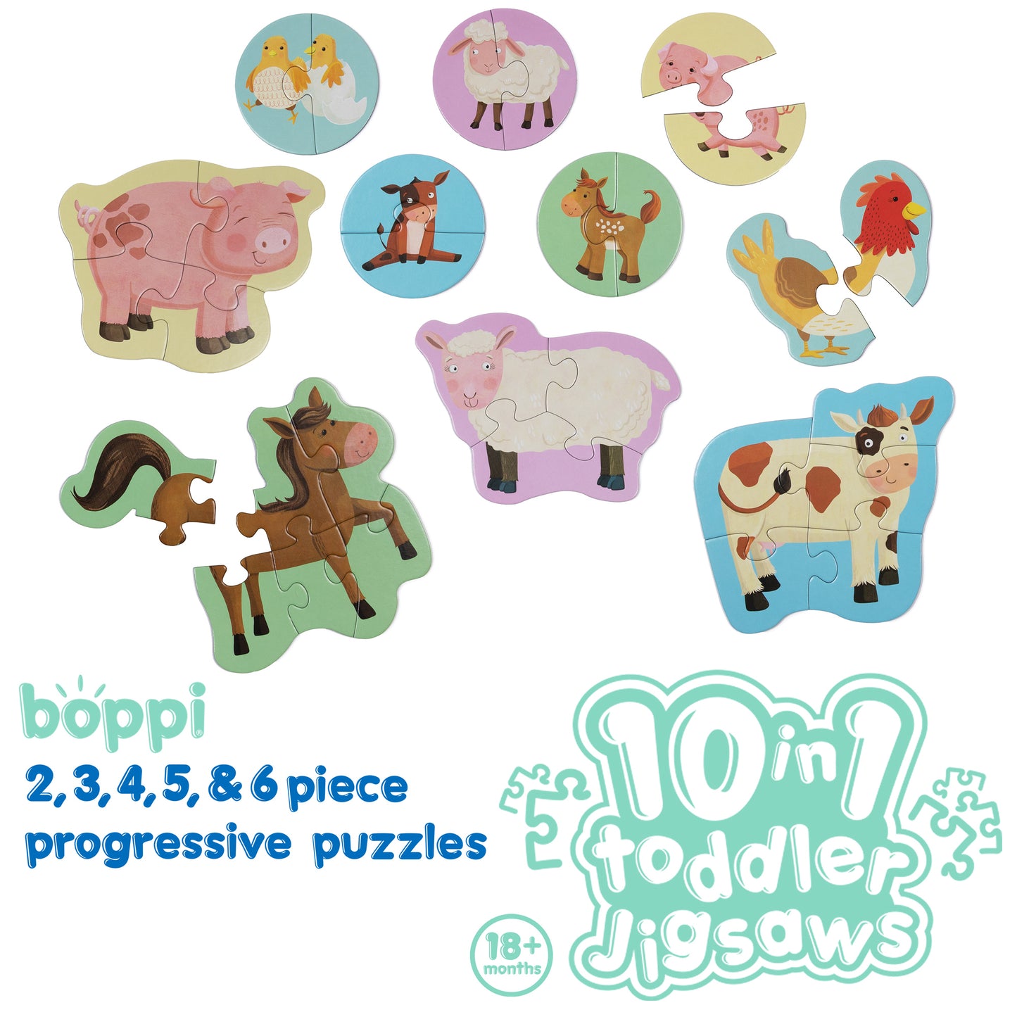 Farmyard 10 in 1 Toddler Jigsaw Puzzle - Anilas UK