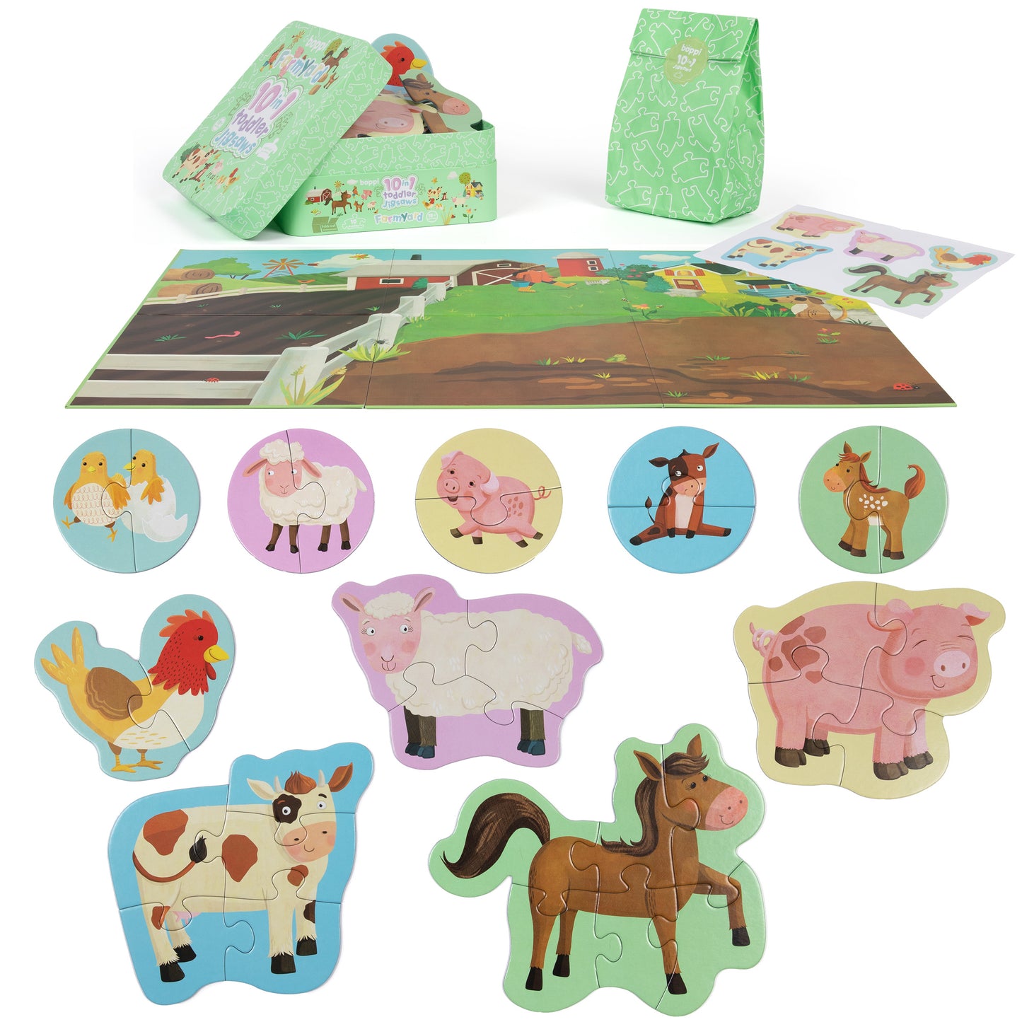 Farmyard 10 in 1 Toddler Jigsaw Puzzle - Anilas UK