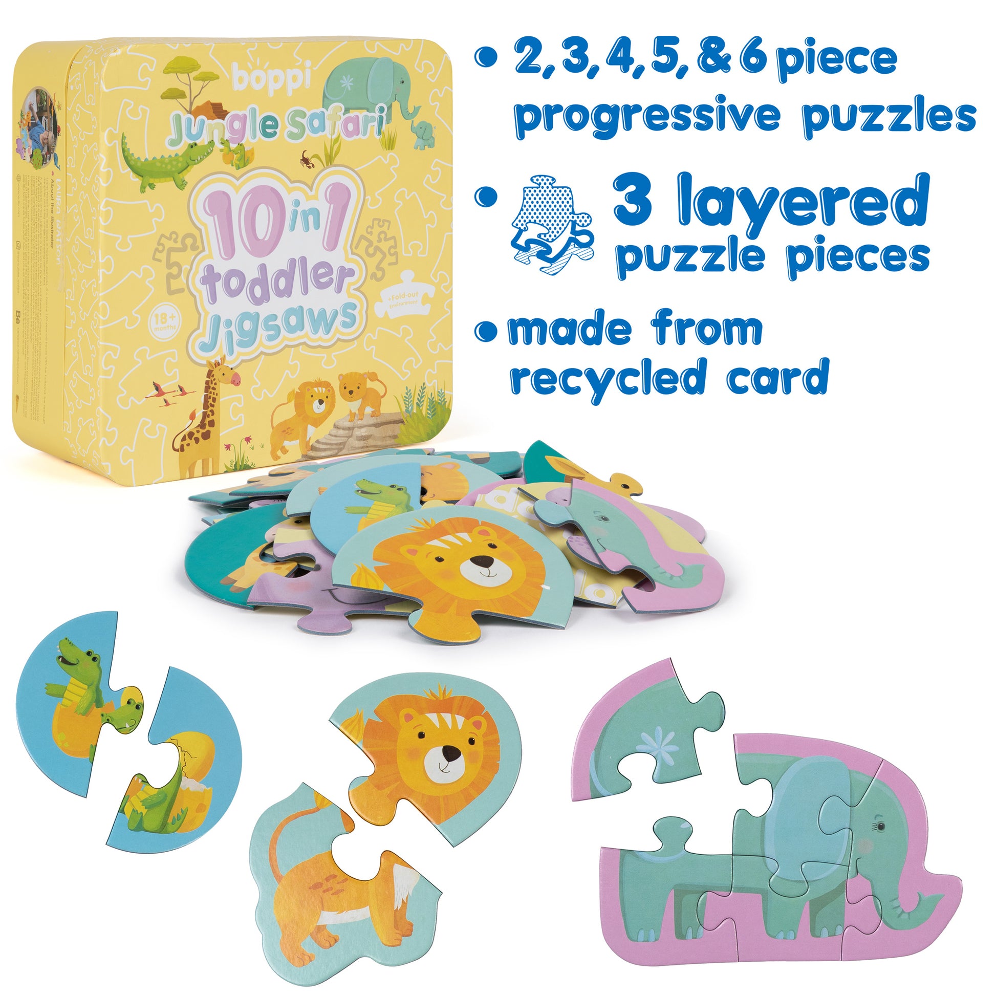 Jungle Safari 10 in 1 Toddler Jigsaw Puzzle - Anilas UK