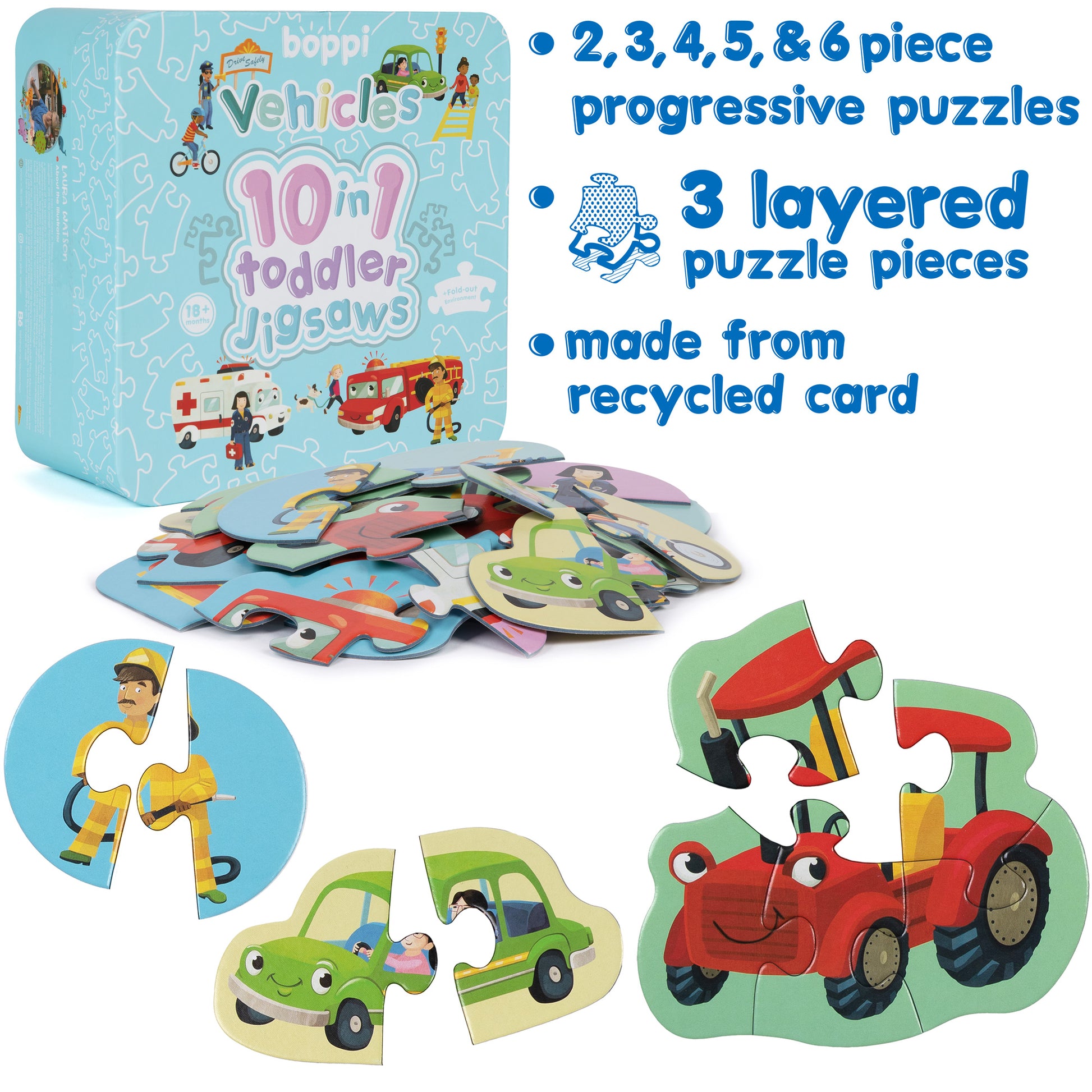 Vehicles 10 in 1 Toddler Jigsaw Puzzle - Anilas UK
