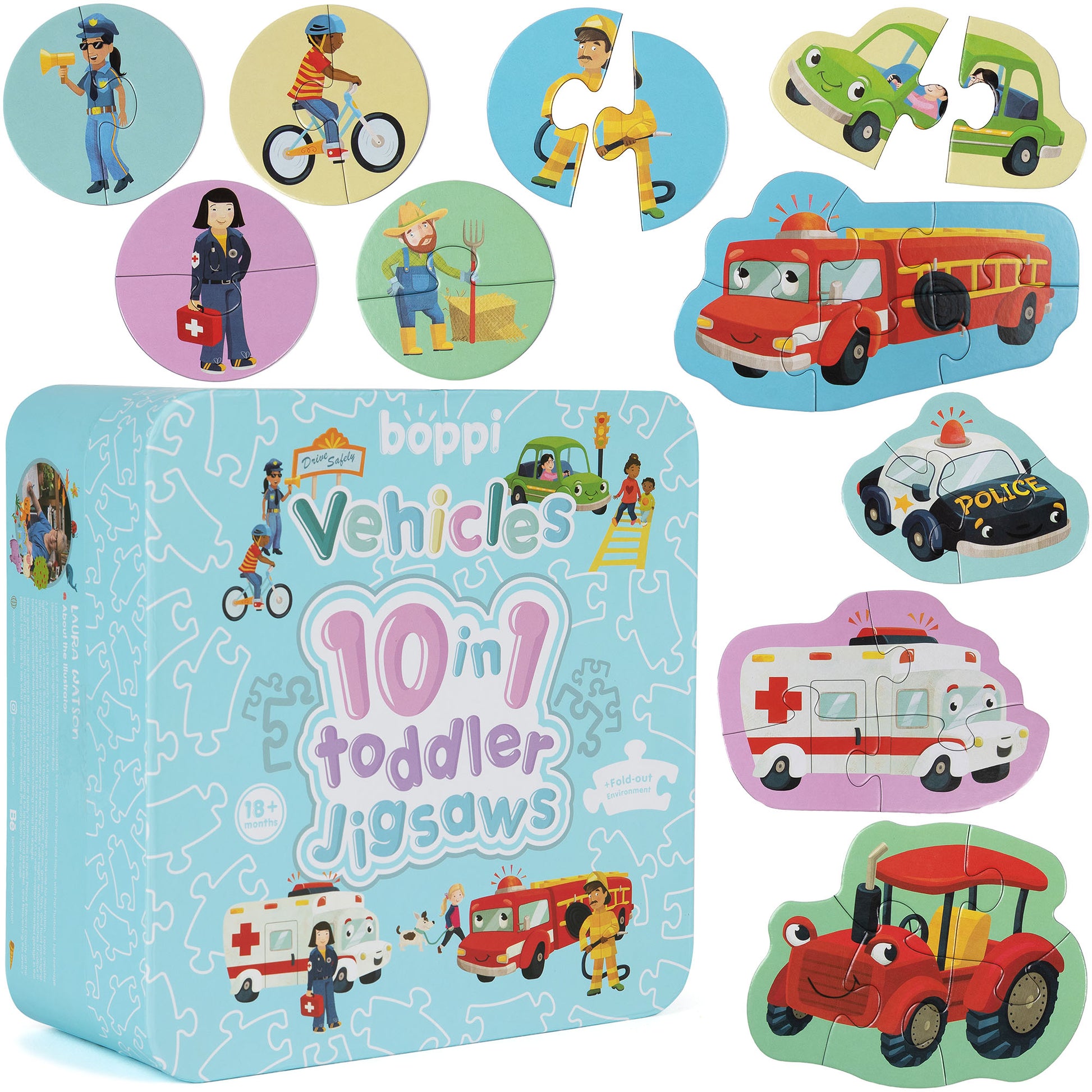 Vehicles 10 in 1 Toddler Jigsaw Puzzle - Anilas UK