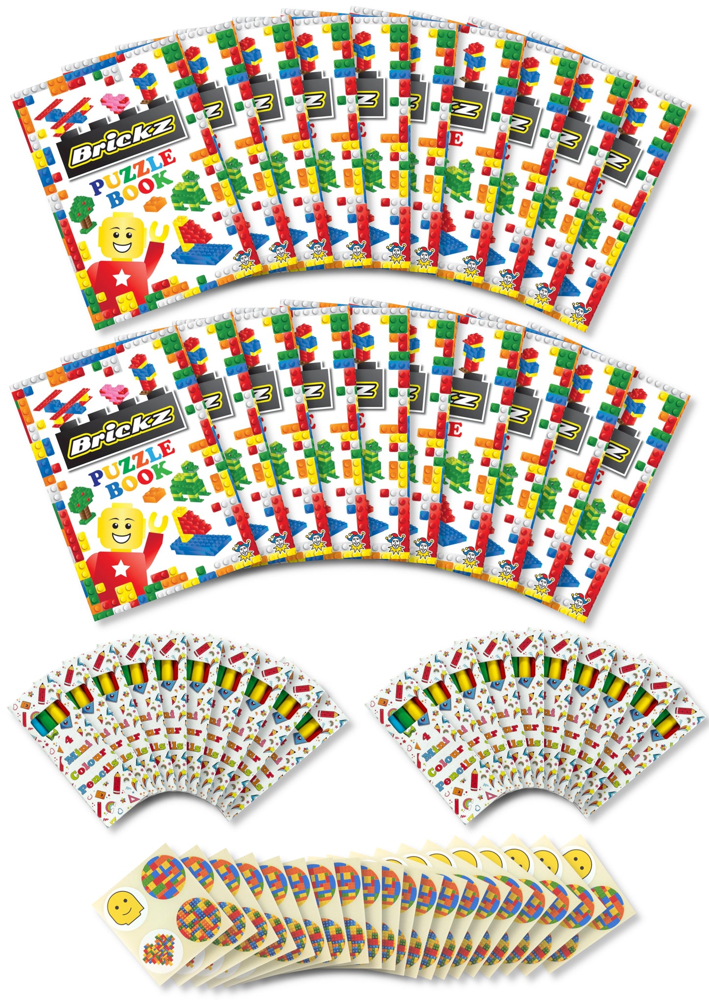 Assortment of 20 Themed Activity Books, 20 Sheets of Stickers and 20 Sets of Pencils - Anilas UK