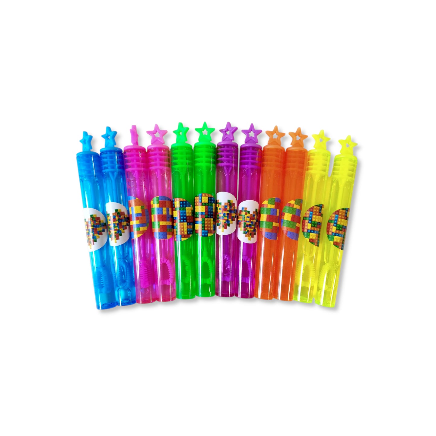 Brickz Themed Neon Bubble Wands with Star Topper - Anilas UK