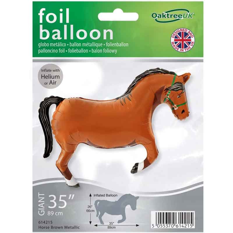 Brown Horse Shaped Foil Balloon Close-Up View