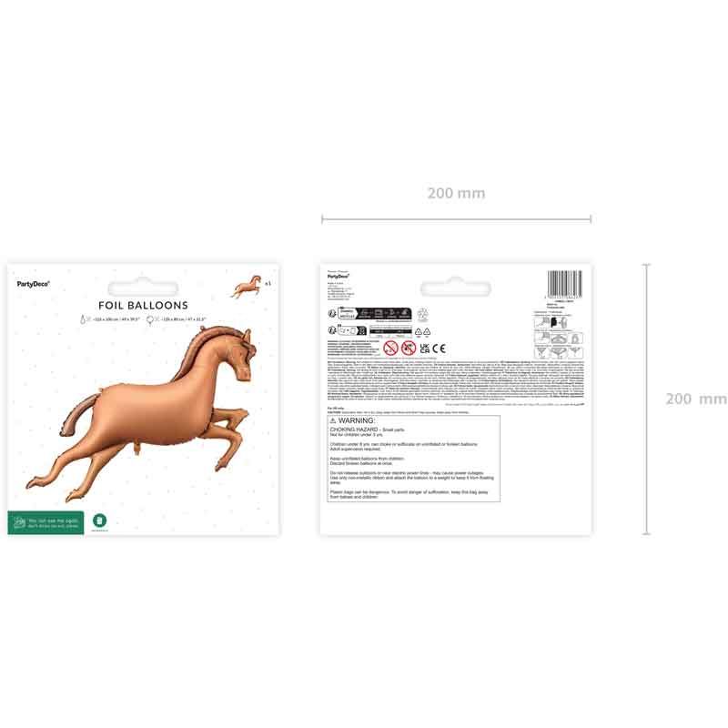 Brown Horse Shaped Foil Balloon 125cm Close-Up Design