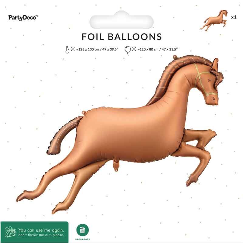 Brown Horse Shaped Foil Balloon 125cm Side View