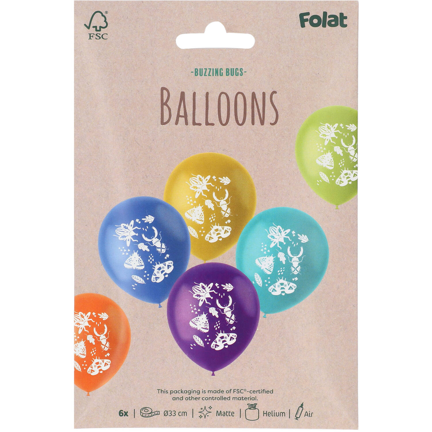 Buzzing Bugs Latex Birthday Party Balloons -  (33 cm - 6 pieces) - Anilas UK