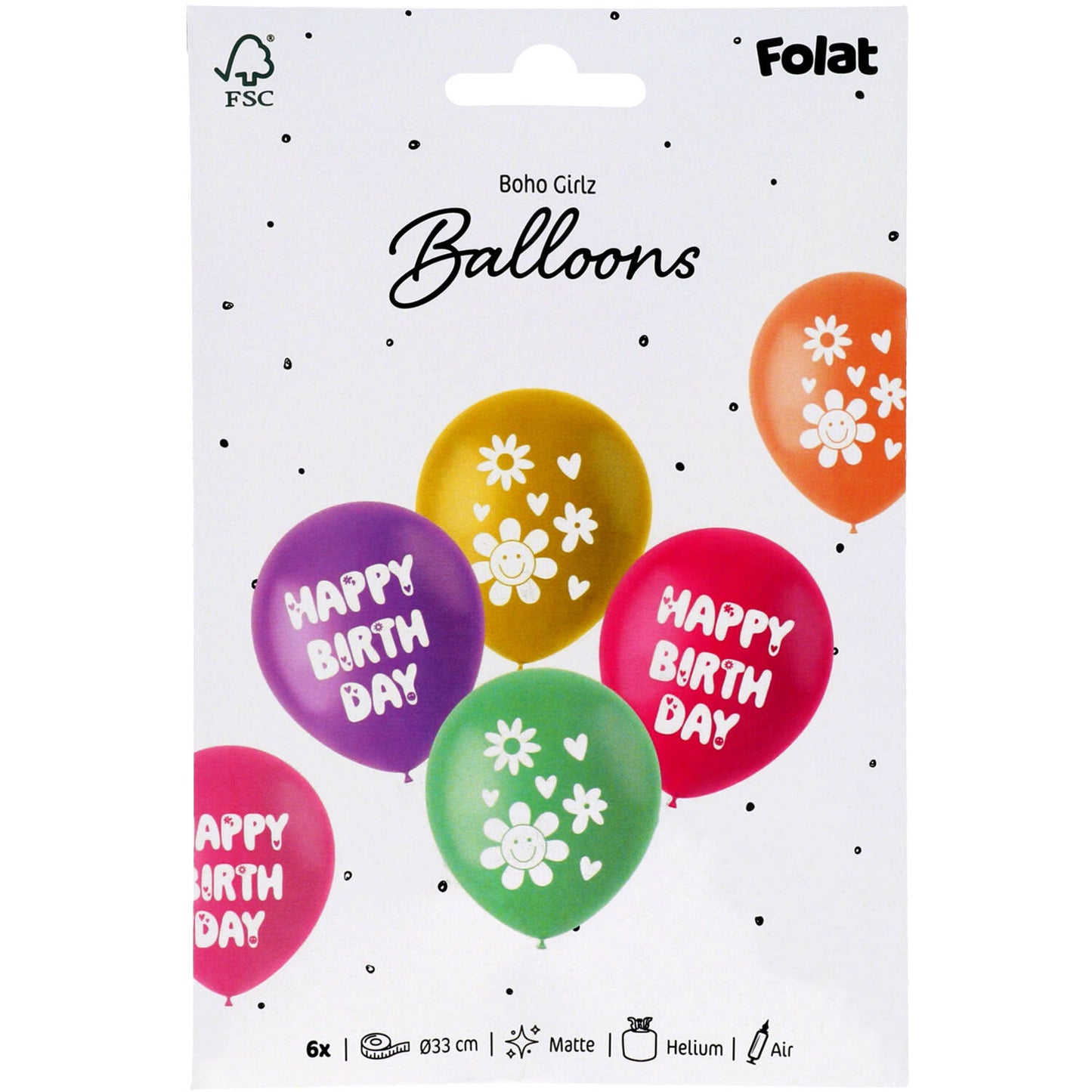 Boho Girlz Latex Birthday Party Balloons - (33 cm - 6 pieces) - Anilas UK