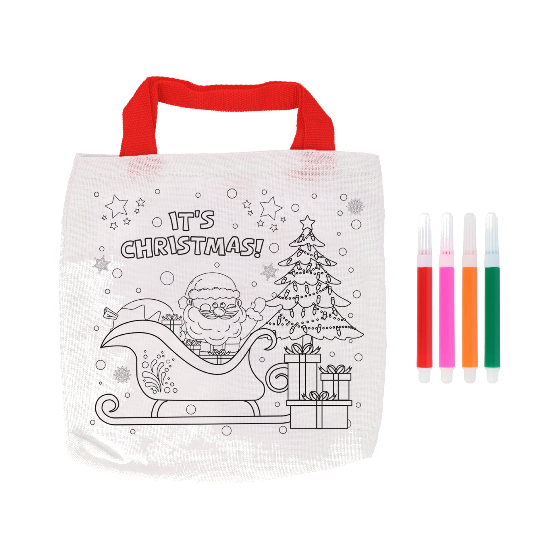 Christmas Colour-Your-Own Tote Bag set with 3 assorted designs