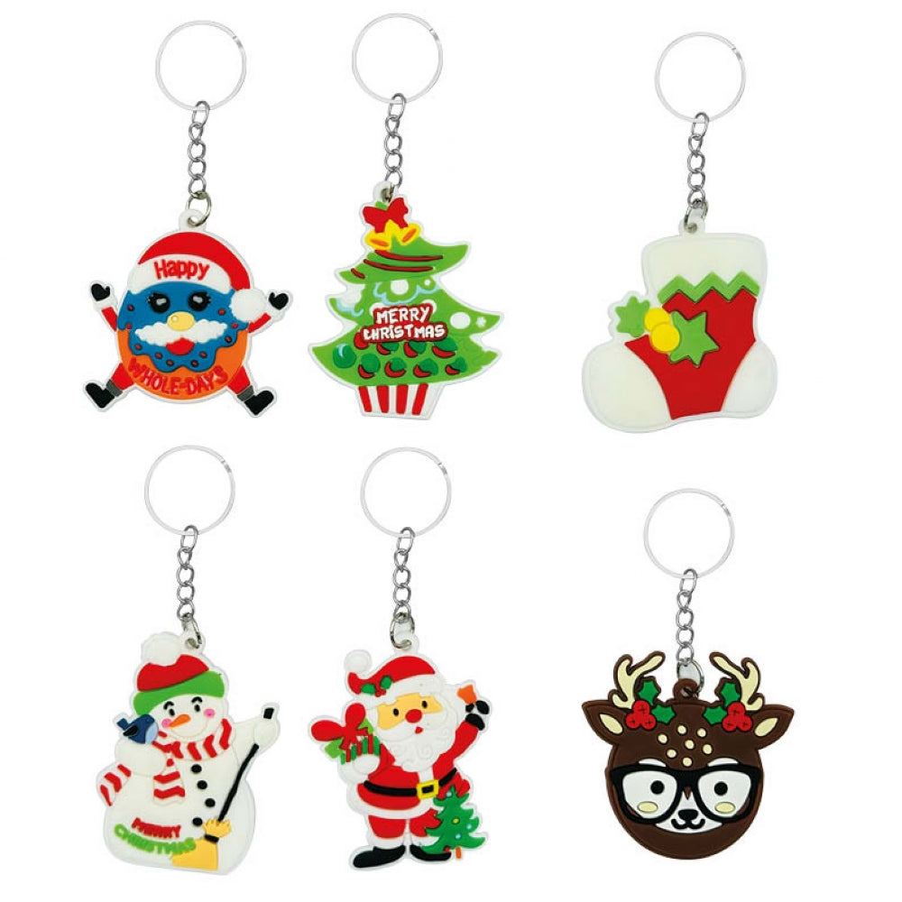 Assorted Christmas keyrings for kids’ party bags and stocking fillers