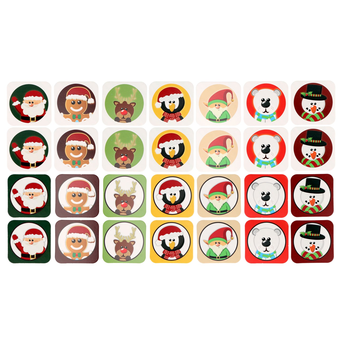 Colourful cards with Christmas characters