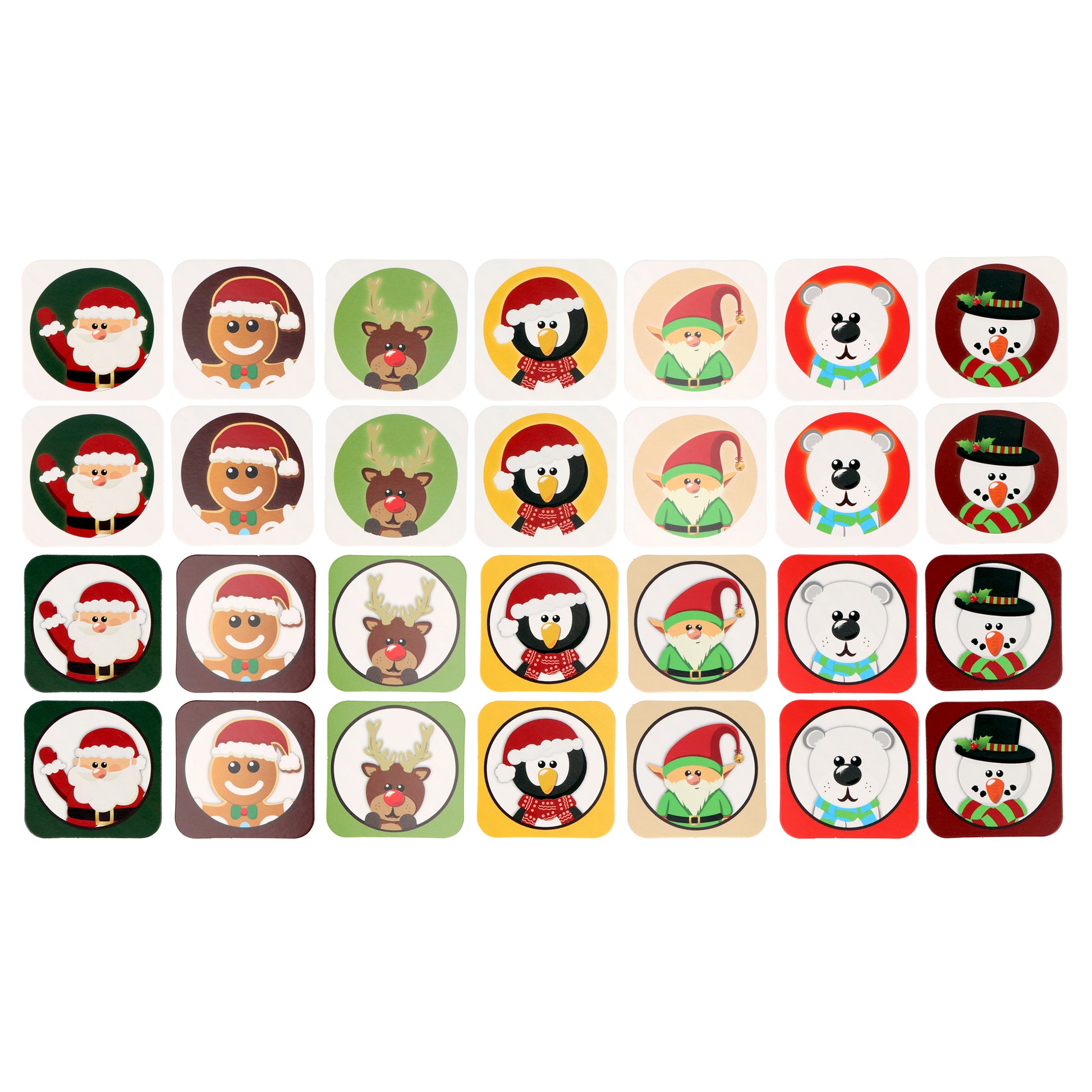Colourful cards with Christmas characters