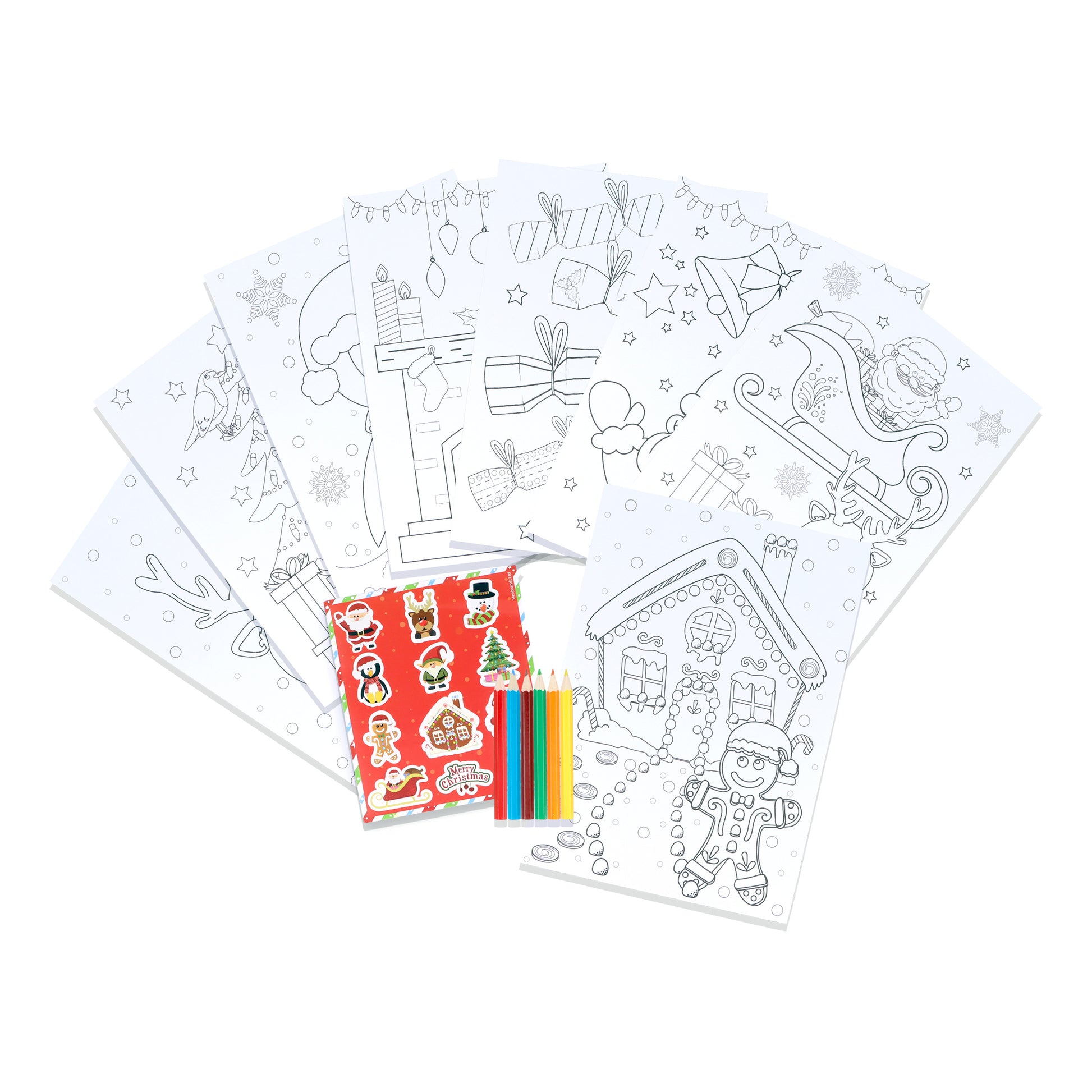 Vibrant sticker sheet from the Christmas Colouring Set