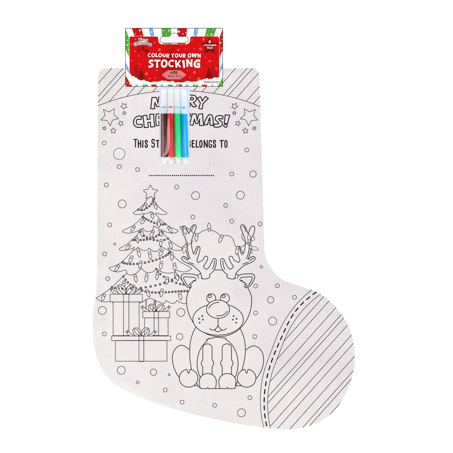 Craft activity with Christmas stocking and 4 pens