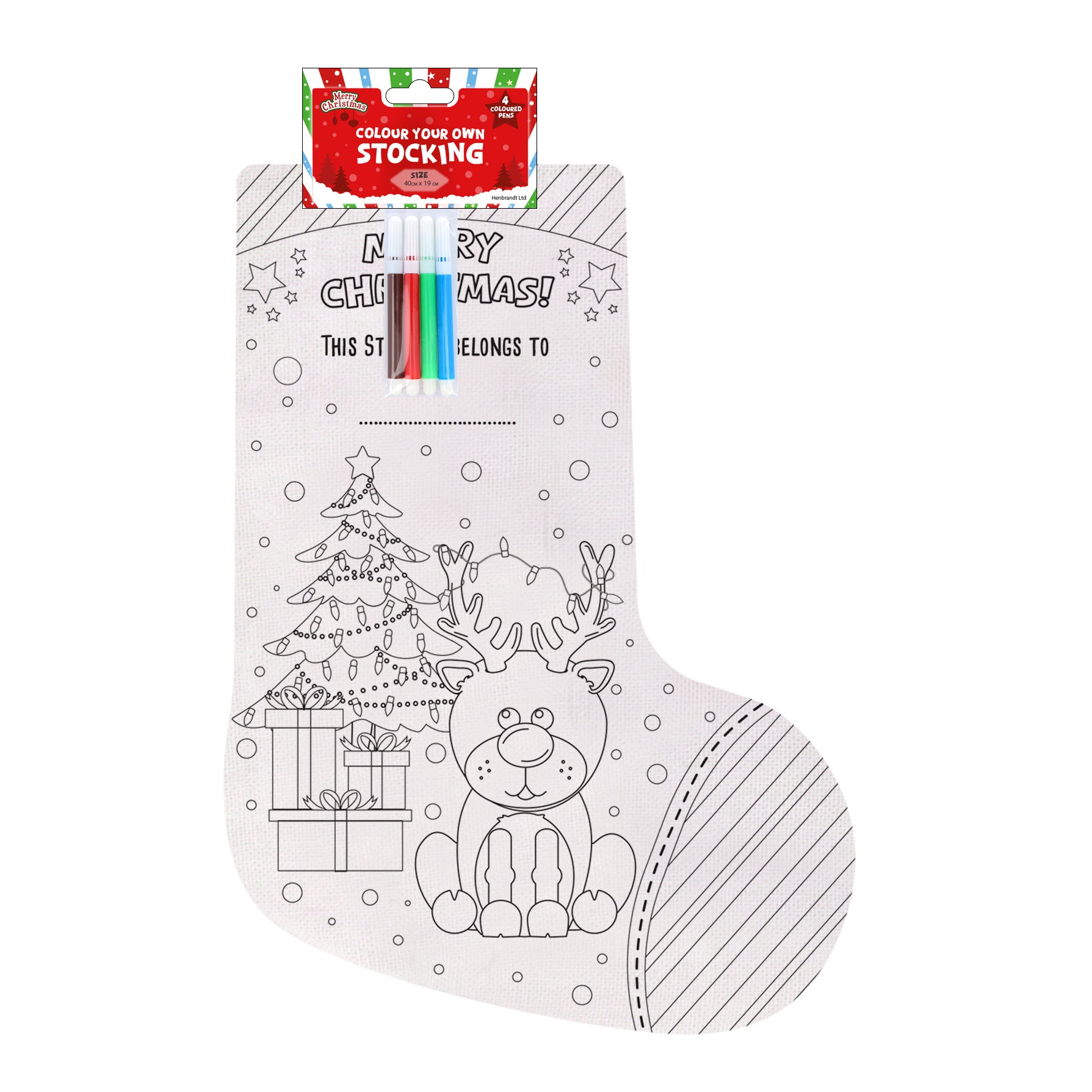 Craft activity with Christmas stocking and 4 pens