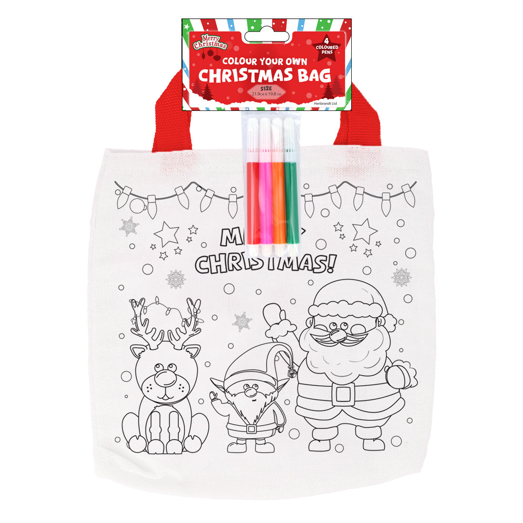 Craft activity with Christmas Colour-Your-Own Tote Bag