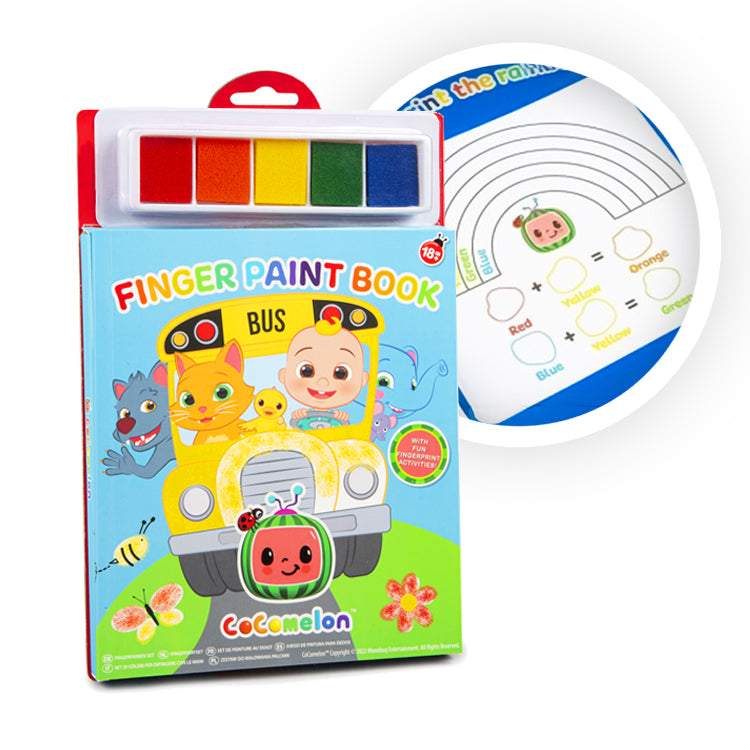 Cocomelon Finger Paint Book front view with activity pad