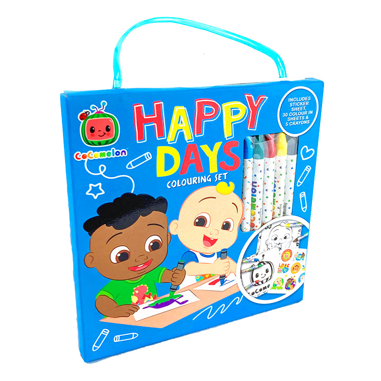 CoComelon Carry Colouring Set with 30 Sheets, 5 Crayons, Stickers for Kids