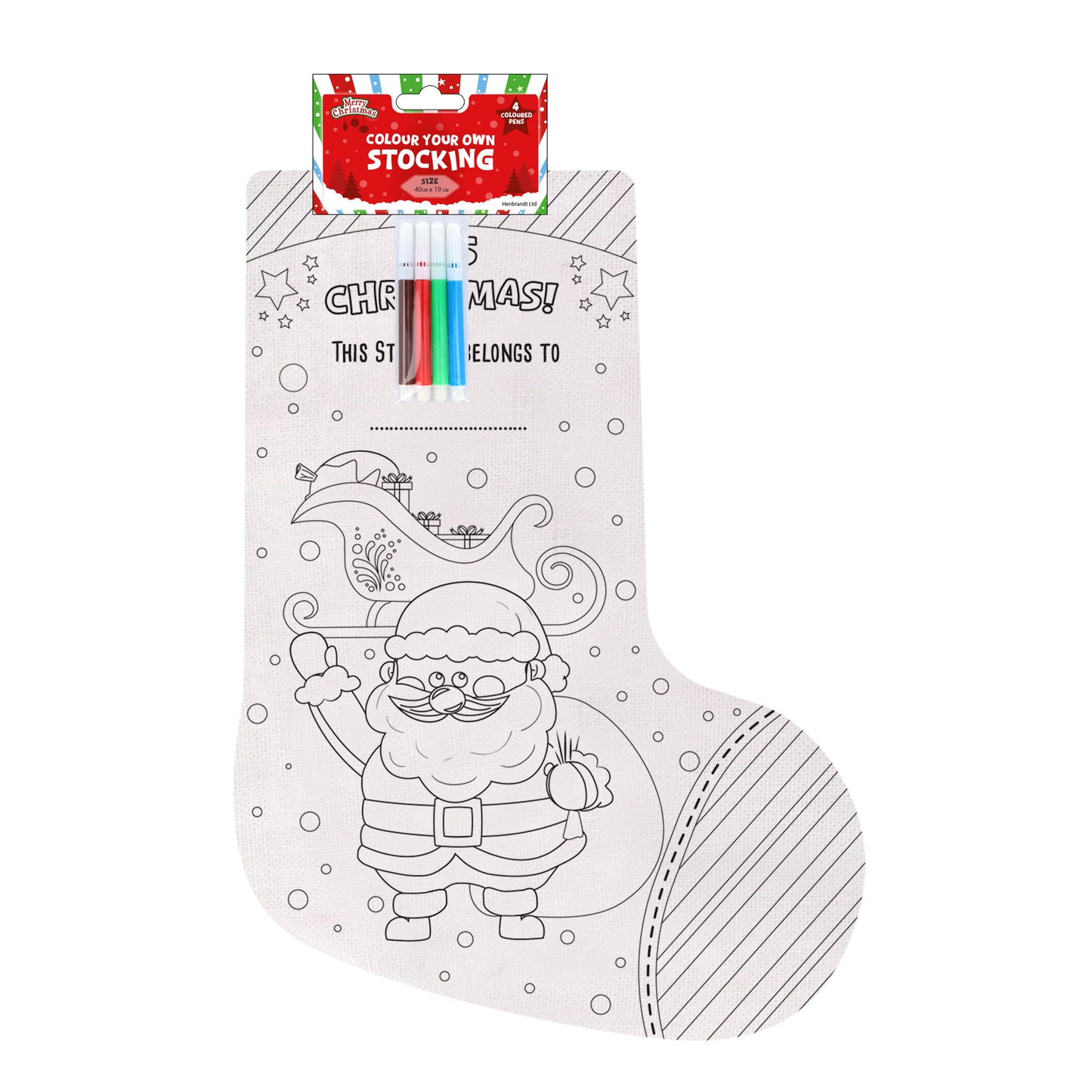 Example of a coloured Christmas stocking