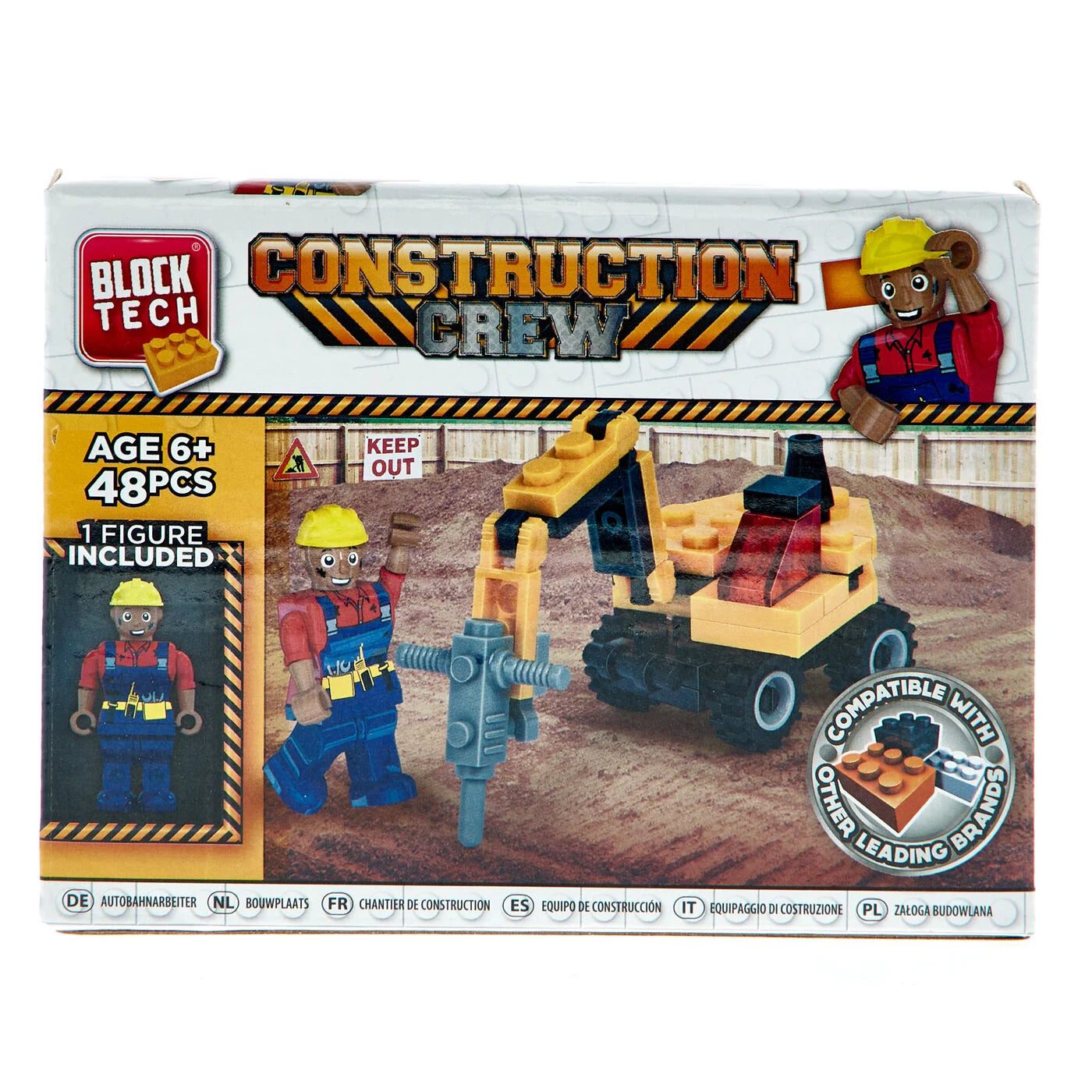 Construction Crew Block Tech 48-Piece Building Set with builder figurine