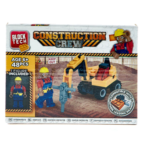 Construction Crew Block Tech 48-Piece Building Set with builder figurine